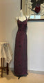 Elegant Vintage Burgundy Beaded Floral Crossover Backless Satin Long Classy Prom Dress