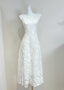 Elegant White A-Line Round Neck Lace Pattern Classy Prom Dress Bridesmaid Dress