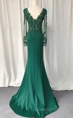 V-Neck Lace Top Mermaid Long Evening Prom Dress
