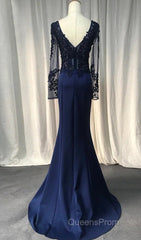 V-Neck Lace Top Mermaid Long Evening Prom Dress
