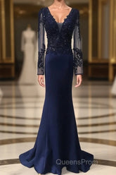 V-Neck Lace Top Mermaid Long Evening Prom Dress