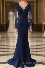 V-Neck Lace Top Mermaid Long Evening Prom Dress