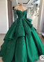 Emerald Green Classy Prom Dress Long Sleeves Green Ball Gown Classy Prom Dress