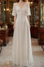 Empire Waist V-neck Tulle A-line Wedding Dress