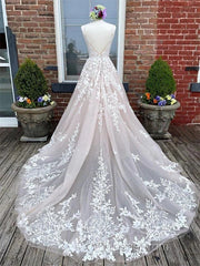 Engagement Wedding Dress In Color Formal Wedding Dress Court Train A-Line Spaghetti Strap Sweetheart Lace With Buttons Appliques
