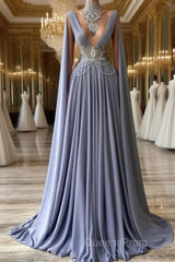 Fabulous High Neck Sleeveless Long 100D-chiffen Evening Prom Dress With beads