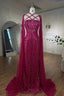 Fabulous Hot Pink Beadings Evening Dress Mermaid Long With Ruffle