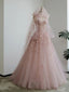 Fairy A Line Spaghetti Straps Pink Tulle Classy Prom Dress For Teens