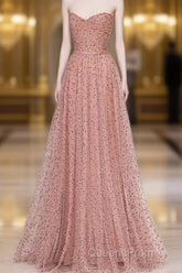 Fairy A Line Sweetheart Pink Long Tulle Evening Prom Dress 22Th Birthday Outfit