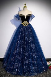 Fantasy Blue Ballgown Tulle Prom Dress with Bling