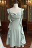Fashion Green A Line Homecoming Dress Satin Mini Evening Prom Dress