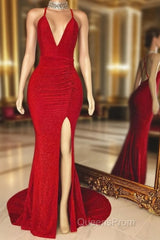 V-neck Cross Back Sleeveless Long Mermaid Evening Prom Dress