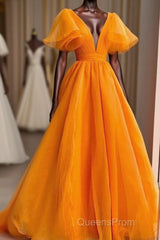 Uniqus Long Evening Prom Dress Orange Formal Dress