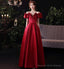 Burgundy satin long prom dress evening dress