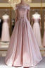 Off Shoulder Satin Elegant Long Evening Prom Dress,Simple New Style Formal Gown