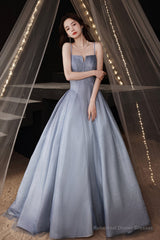 Stylish satin long prom dress A line evening dress