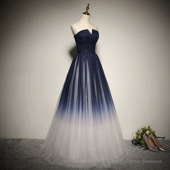 Blue Prom Dress Tulle LongEvening Dress