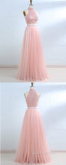 Floor-Length Tulle Sleeveless Evening Prom Dress