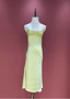 Fresh Elegant Pale Yellow Green Spaghetti Strap Lace Satin Classy Prom Dress
