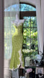 Fresh Green Mermaid Strapless Backless Criss-Cross Lace Long Classy Prom Dress