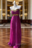Fuchsia Sweetheart Neckline Retro Chiffon Ball Gown Bright Wedding Dress