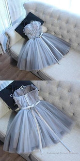 A Line Spaghetti Straps Tulle Sweetheart Homecoming Dresses