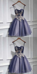 Cute tulle lace sweetheart neck short Prom Dresses
