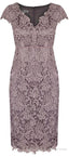 Sheath V Neck Cap Sleeves Lace Empire Mother Of The Bride Dress With Sash