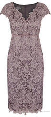 Sheath V Neck Cap Sleeves Lace Empire Mother Of The Bride Dress With Sash
