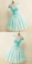 Green Off The Shoulder Appliques Short Homecoming Dress