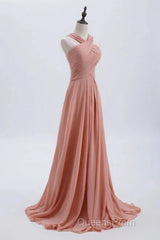 Glam Blush Pink Evening Prom & Wedding Dress-Sweet 16 Chiffon Evening Gown For Graduation & Quinceanera