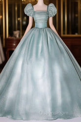 Glam Light Green Ball Gown Short Sleeves Formal Dress, Light Green Sweet 16 Dress