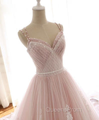 Glam Pink Tulle Sweetheart Straps Princess Evening Dress, Pink Party Dress