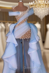 Glamorous Hi-Lo Mermaid Evening Prom Dress Tulle With Pears