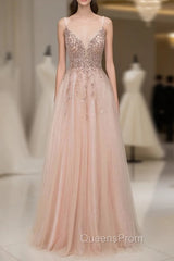 Glamorous Sequins V-Neck Long Evening Prom Dress Floor Length