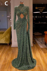 Glitter Off-the-Shoulder Slim Mermaid Evening Prom Party GownsSleeveless Mermaid Evening Gowns