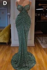 Glitter Off-the-Shoulder Slim Mermaid Evening Prom Party GownsSleeveless Mermaid Evening Gowns