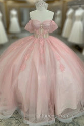 Glitter Pink Quinceanera Dress Ball Gown Sweet 16 Vestidos 15 De XV Anos