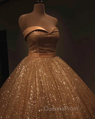 Glitter Tulle Evening Prom Dress Sweetheart Ball Gown