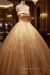 Glitter Tulle Evening Prom Dress Sweetheart Ball Gown