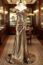 Gold Mermaid Sequins Off the Shoulder Pleats Evening Prom Dress