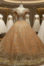 Gold Sequins Beading Quinceanera Dress