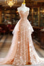 Gold Sequins Douber Straps Evening Prom Dress