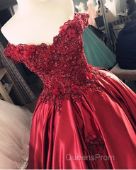 Gorgeous Beaded Lace V Neck Off Shoulder Long Burgundy Evening Prom Dress