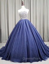 Gorgeous Blue Ball Gown Sweet 16 Party Dress, Blue Handmade Evening Gown