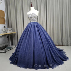 Gorgeous Blue Ball Gown Sweet 16 Party Dress Handmade Formal Gown Off Shoulder Evening Prom Dress