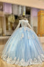 Gorgeous Light Blue Quinceanera Dress With Cape Princess Birthday Sweet 15