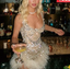 Gorgeous Champagne Sequin Beaded Sheath Cocktail Dress Classy Homecoming Dress