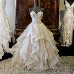 Gorgeous Embroidery Beading Sweetheart Organza Layered Wedding Ball Gown Dress