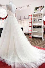 Gorgeous Long A-line Sweetheart Spaghetti Straps Tulle Lace Wedding Dress